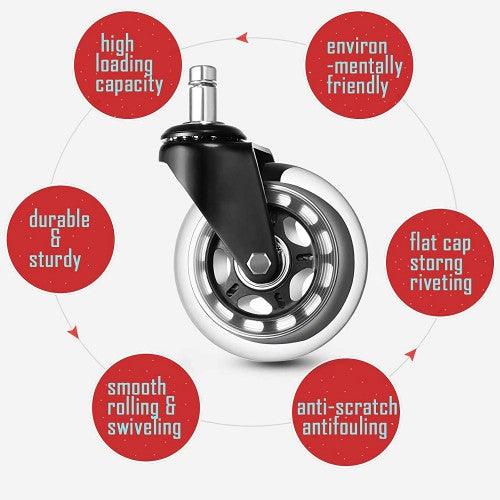 WASJOYE Replacement Office Chair Wheels for Hardwood Floors, Heavy Duty Safe Smooth Casters for Home, Office, Hardwood, Desk Floor Mat (Set of 5) - Toytexx WASJOYE Replacement Office Chair Wheels for Hardwood Floors, Heavy Duty Safe Smooth Casters for Home, Office, Hardwood, Desk Floor Mat (Set of 5) - Toytexx
